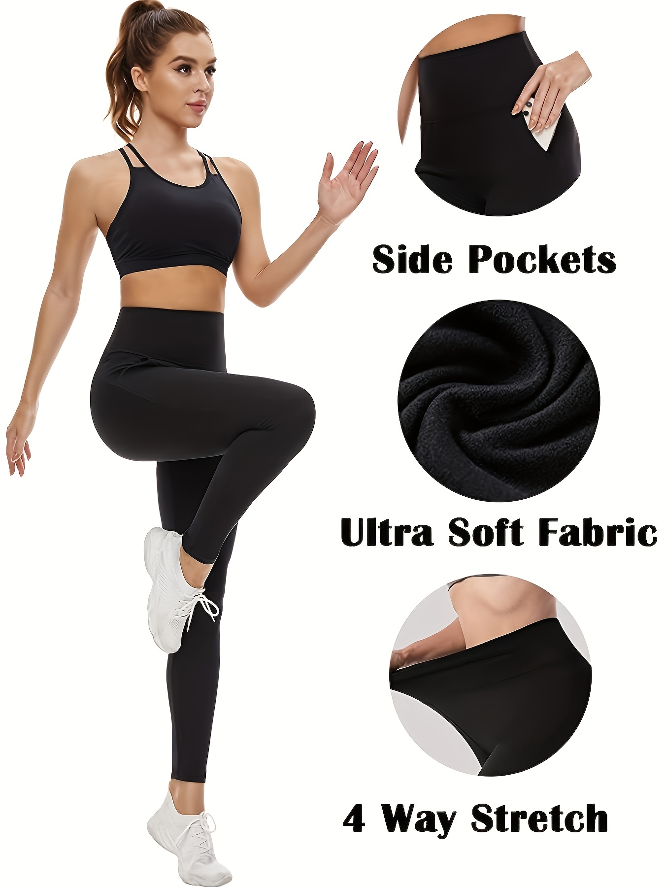 Tummy Tight Yoga Pants With Side Pockets, Sports Pants For