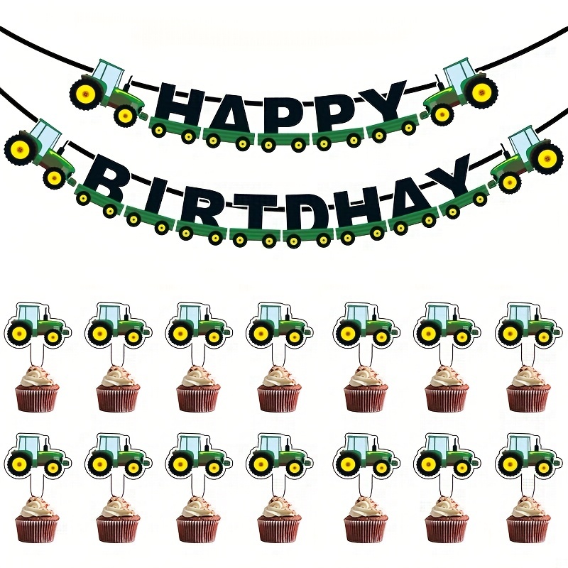 Tracteur Decoration Anniversaire, Decoration Anniversaire Garcon 3 Ans  Tracteur, Ballon Anniversaire 3 Ans, Ballon Numéro 3 Vert Deco Anniversaire  Pelles Tracteur pour Happy Birthday Fête