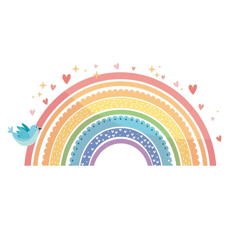 Cartoon Rainbow Wall Stickers Decals Rainbow Vinyl Self - Temu