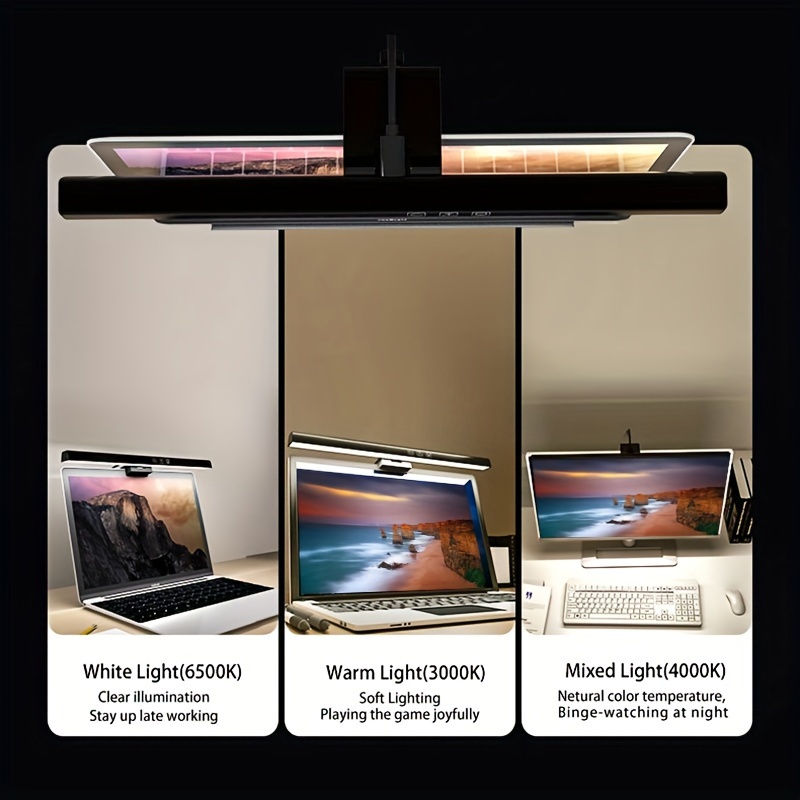 Computer Monitor Light Bar Screenbar: USB Powered LED Monitor Lamp with  Stepless Dimming & Hue Adjustment & Memory Function & No Screen Glare for  Desktop Office Home Work (Rotating Button Control) 