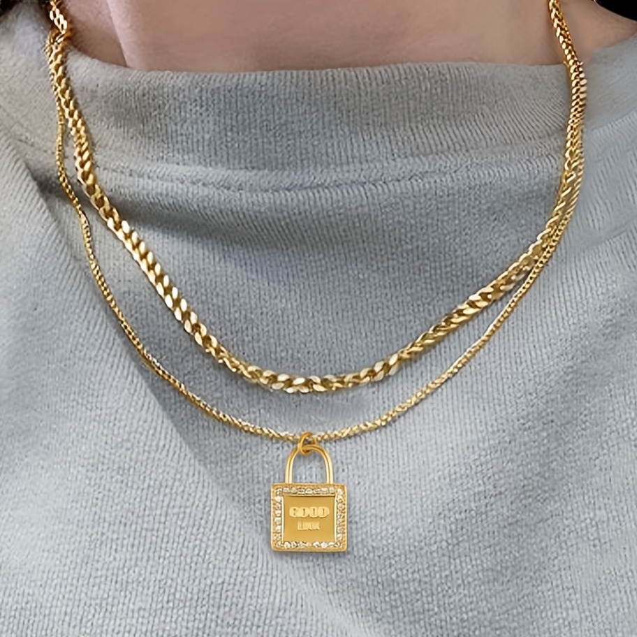 Louis Vuitton Padlock Necklace with Double Chain