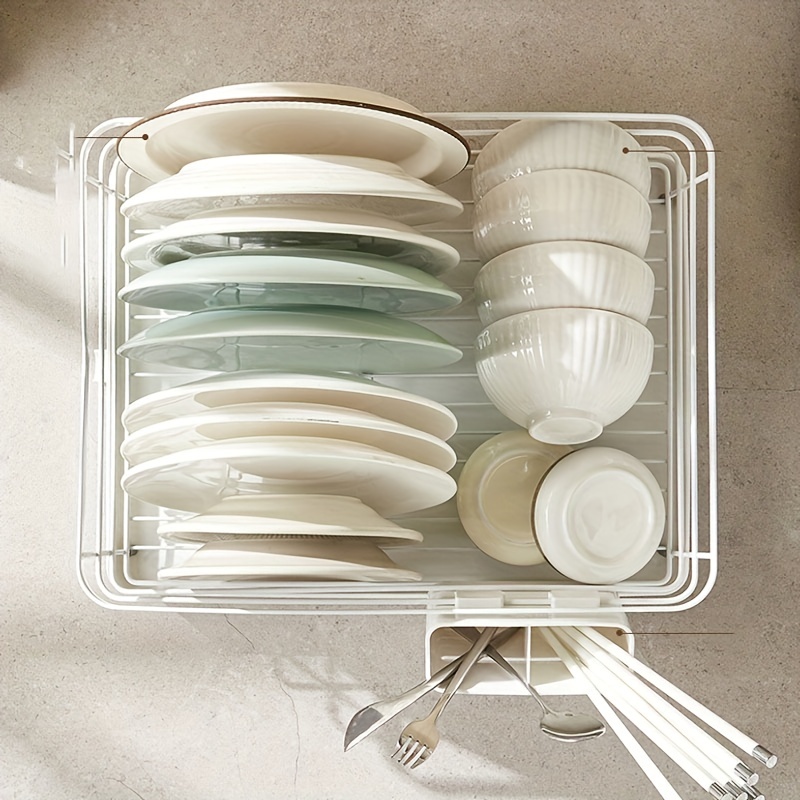 Efficient Dish Drying Rack With Drainage Spout And Utensil - Temu