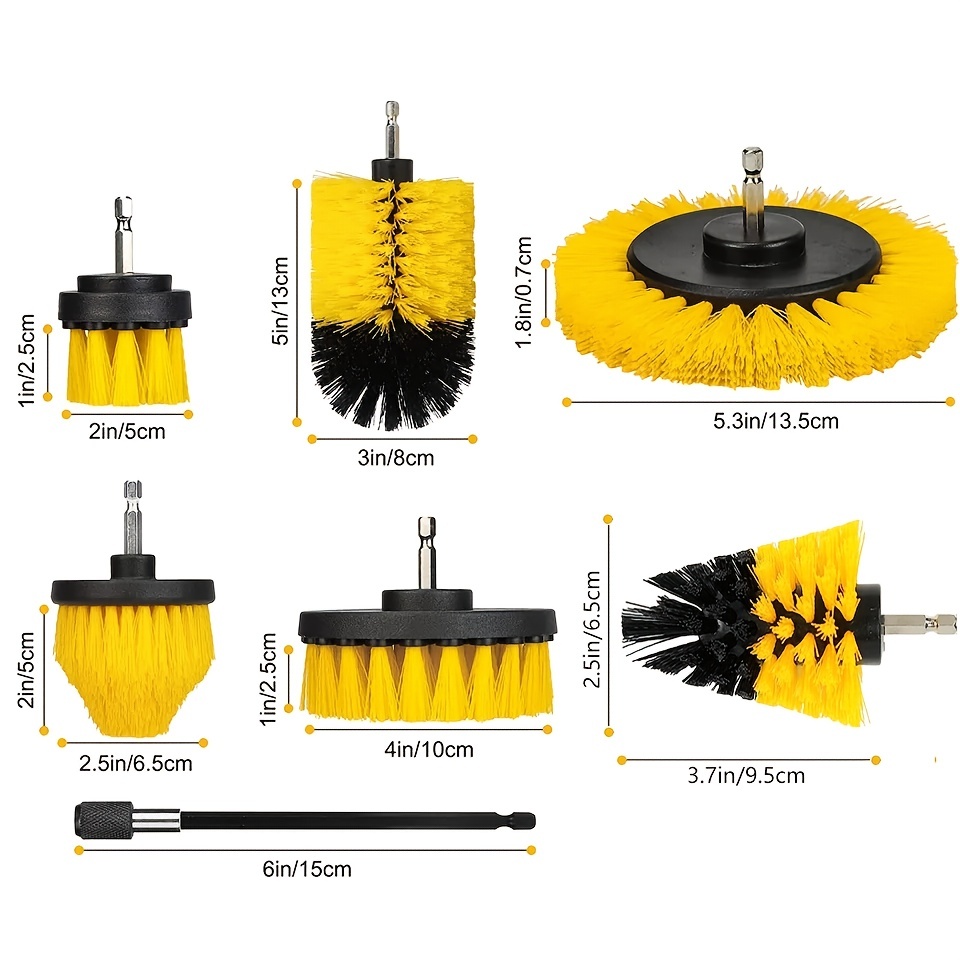 7pcs Drill Electric Brush Power Scrubber Cleaning Brush Attachment Set All  Purpose for Floor,Tub,Shower,Tile, Bathroom, Kitchen