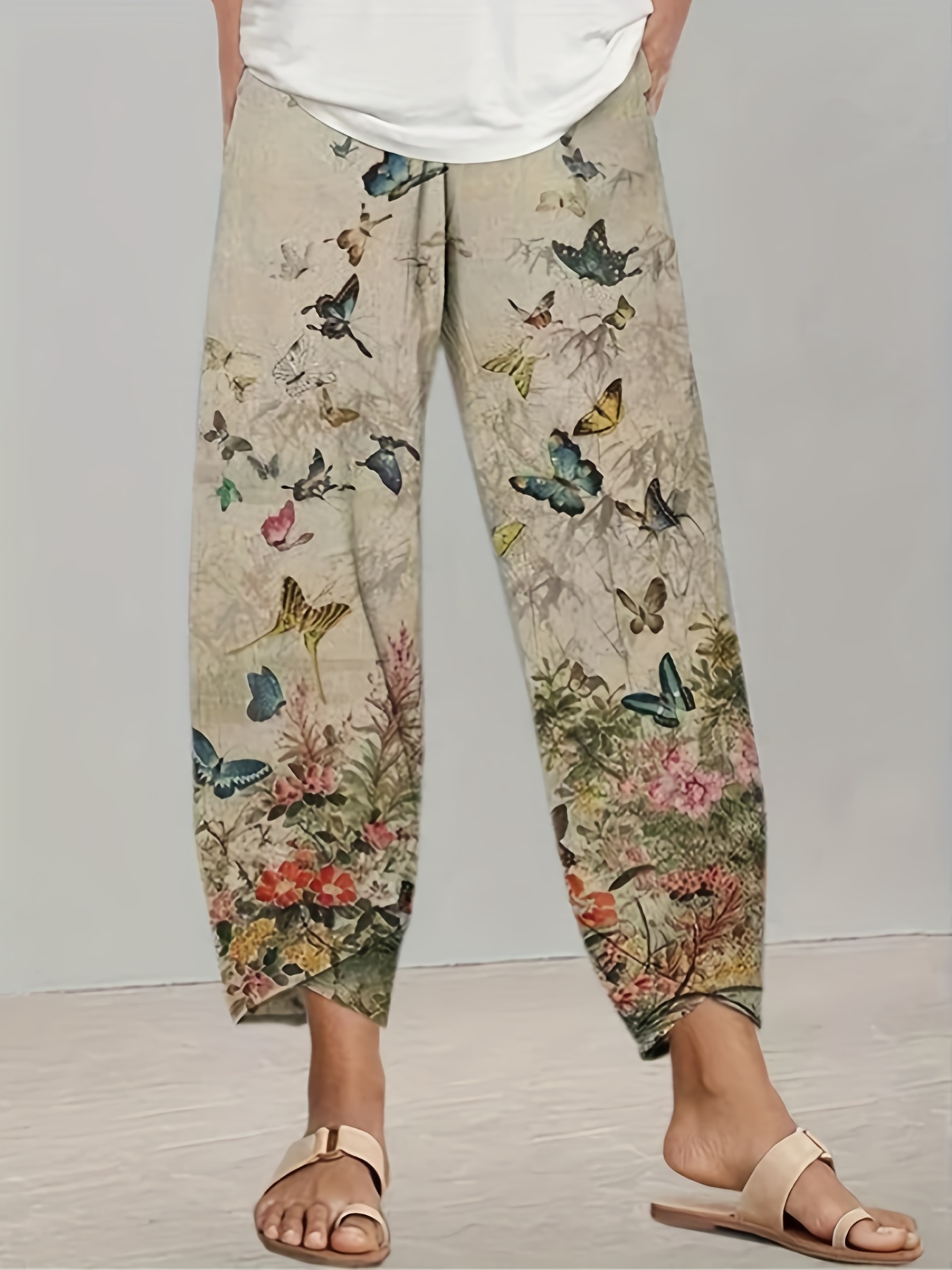 Women Floral Printed Comfy Trousers Casual Long Pants