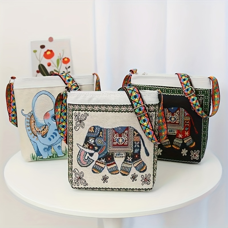 Bohemian Canvas Wristlet shops with Elephant Design