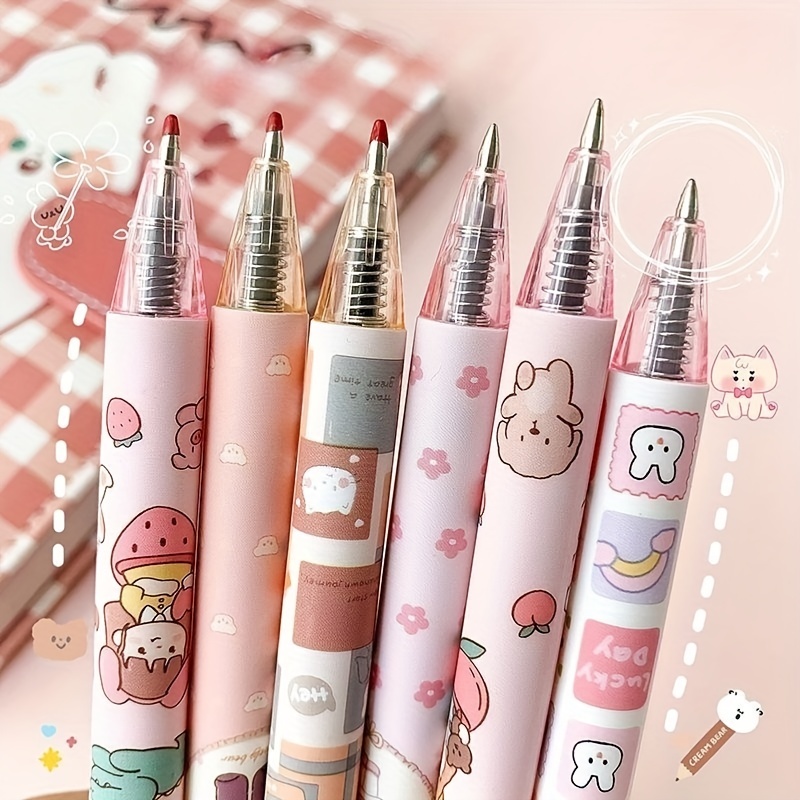 6Pcs Cute Cartoon Pink Flower Gel Pens Office School Student Supply  Stationery