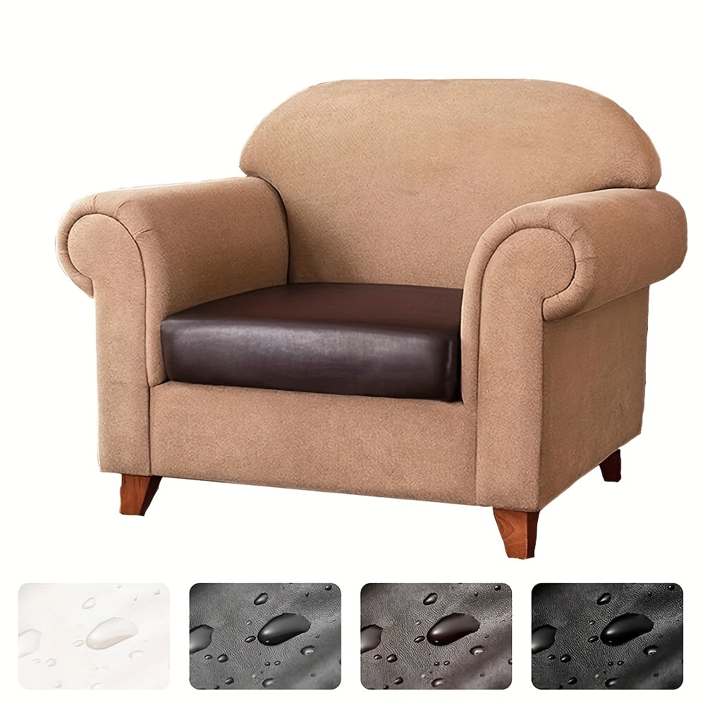UCCONO Pu Leather Couch Cushion Cover Waterproof Sofa Cushion Slipcovers,  Replacement Leather Couch Seat Cover for Chair Cushion Furniture Protector