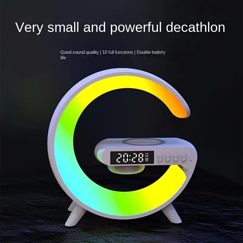 small g speaker desk lamp colorful led light with sound function and wireless charging function tf card playback aux interface listen to songs details 3