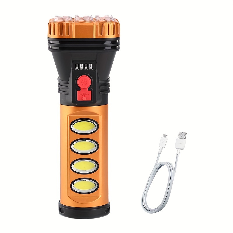 9 led solar usb charging cob floodlight long range outdoor flashlight suitable for camping and hiking details 6