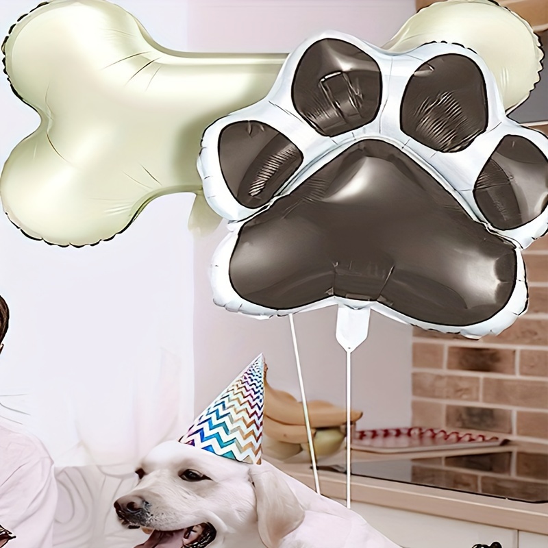 4 Pieces Bone Shaped Balloons Foil Helium Aluminum Balloons and 4 Pieces  Dog Print Balloon for Pets Dog Party Suppliers (Pink)