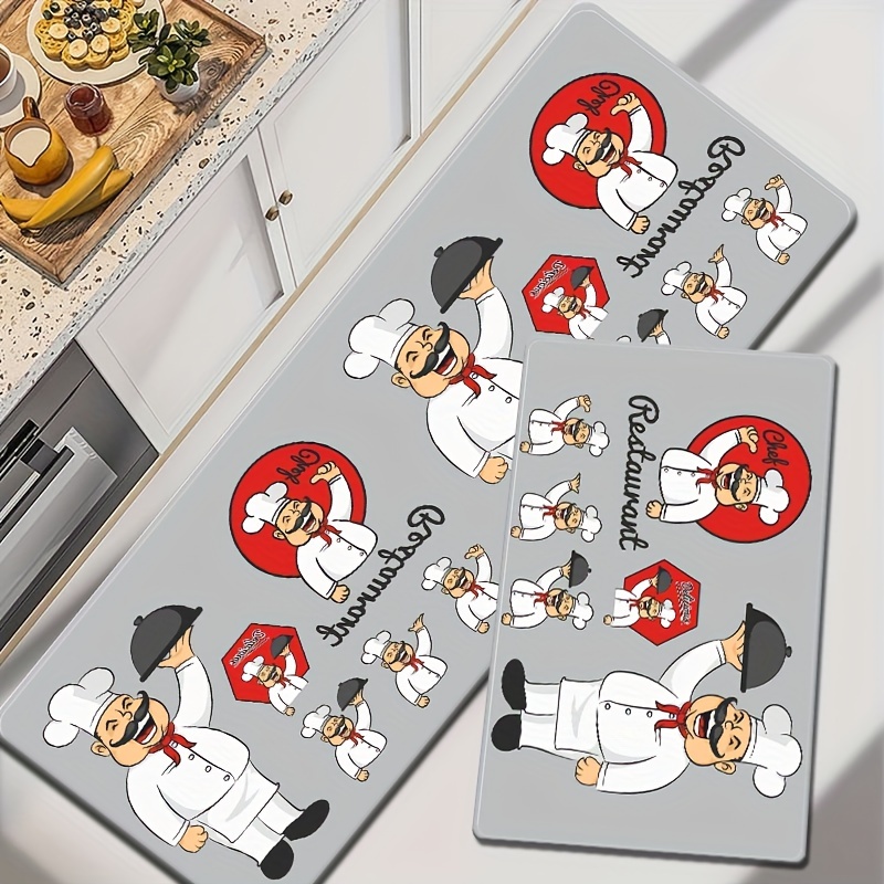 Cartoon Chef Printed Kitchen Floor Mat, Non-slip Oil-proof Floor Waterproof Kitchen  Mat, Dirt-resistant Floor Mat, For Entrance Kitchen Living Room Laundry  Bathroom Home Decor, Room Decor - Temu