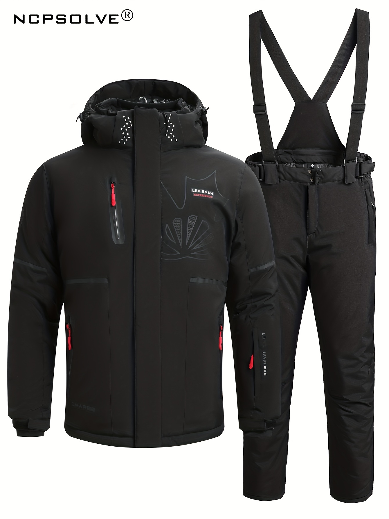 Ski Set Men's Thermal Zip Ski Hooded Jacket Zipper Pocket - Temu