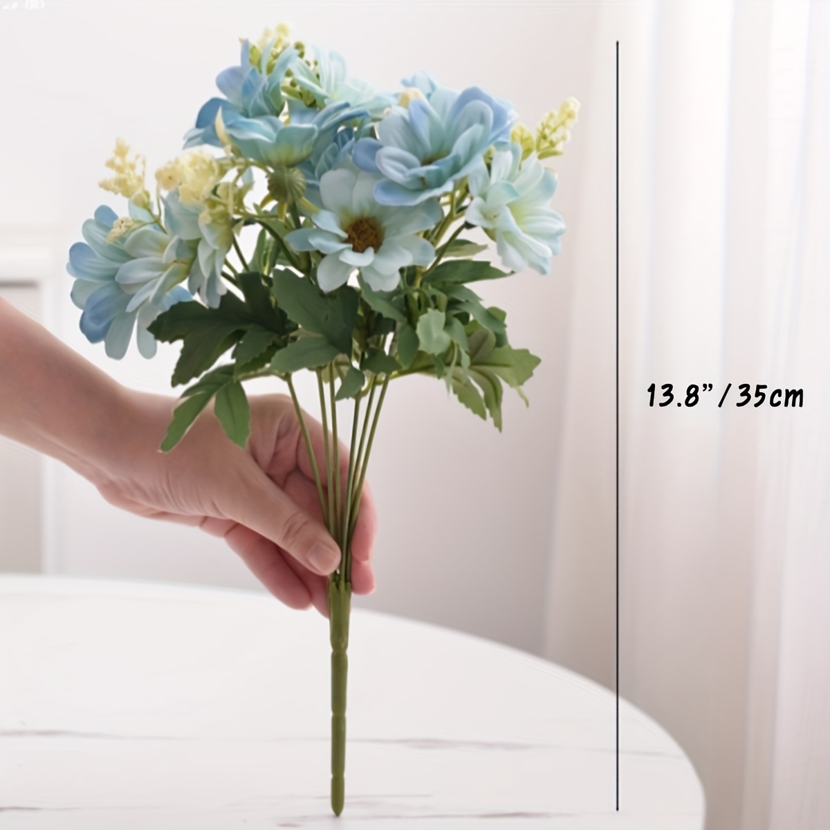 4 Bushes Blue Silk Daisy Artificial Flowers, DIY Wedding Flower Bouquet  Faux Flowers Floral Arrangement Vase Flower, Home Decor 11 Tall 