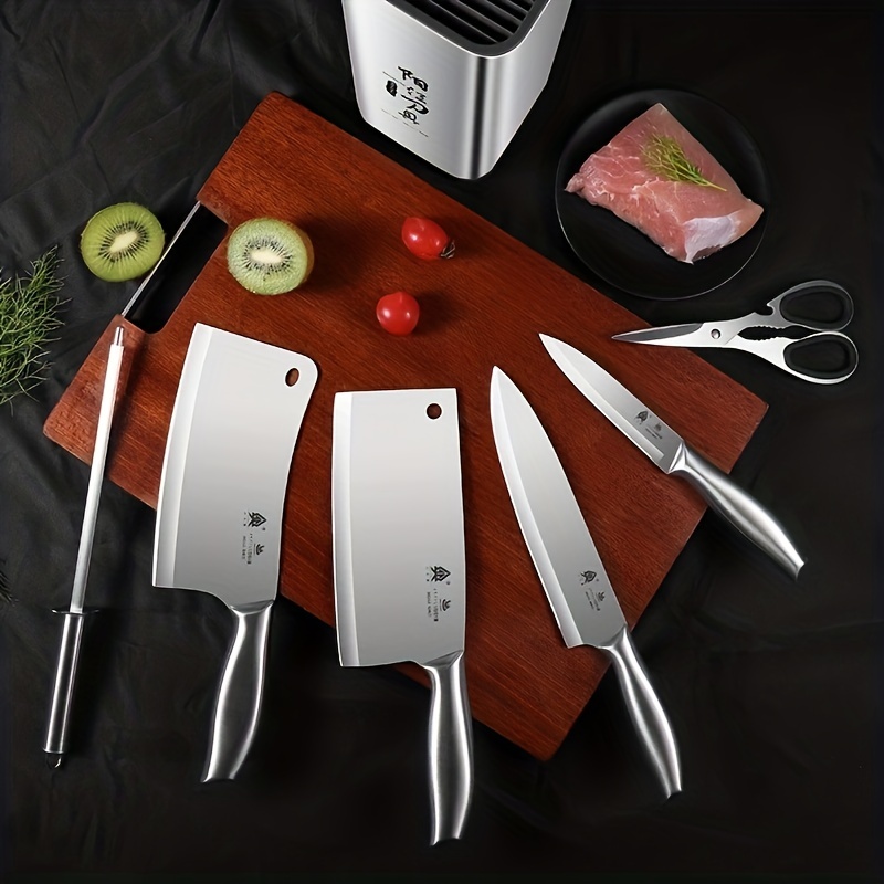 Set De Cuchillos De Cocina Con Portacuchillos Inoxidable Para Chef