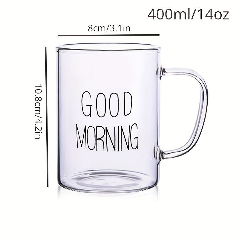 350 ML Good Morning Clear Glass Cup For Coffee/Beer/Milk/Tea/Water
