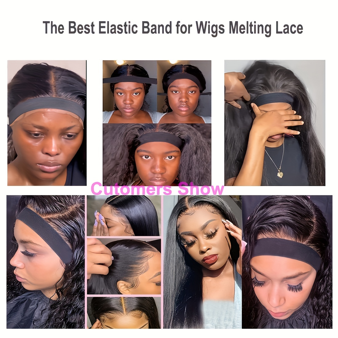 Moosup Elastic Band for Wigs Edges Bands with Velco Ends, Adjustable Elastic Band for Wigs, Elastic Headband Edge Laying Band for Baby Hair Closure Frontal