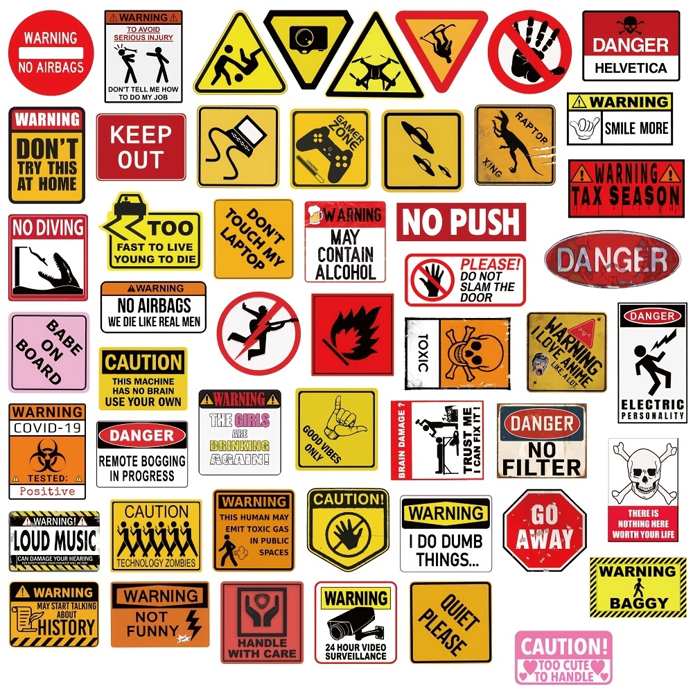 SOLUSTRE 9 Pcs Warning Stickers Caution Sign Stickers Danger Sign Do Not  Exit Sticker No Entrance Labels Dangerous Warning Sign Dangerous Symbol Car