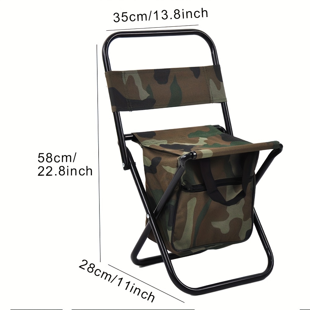 1pc Portable Outdoor Folding Cooler Bag Chair With Storage Bag