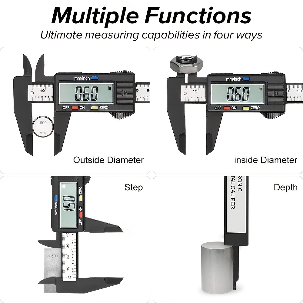 Calibrador digital de 150 mM, calibrador deslizante electrónico Herramienta  digital de precisión Micrómetro Pantalla LCD grande TUNC Sencillez