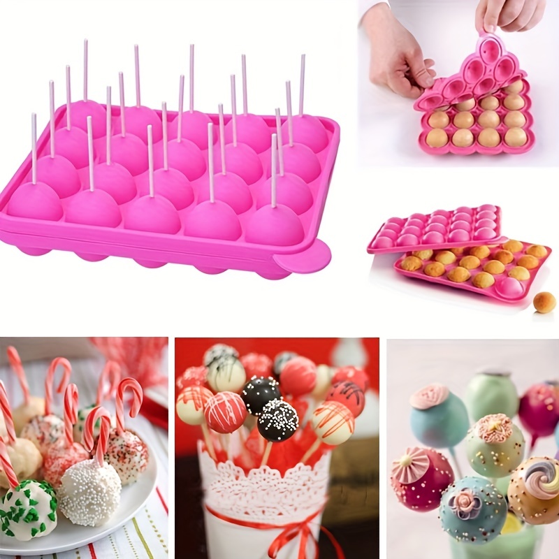20 Cavity Lollipop Silicone Mold With Sticks Cake Pop Mold - Temu