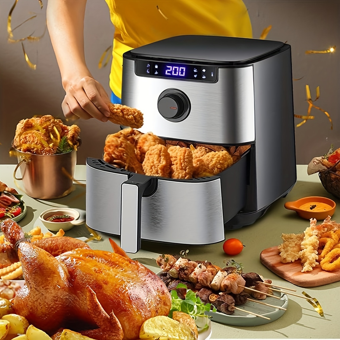 1pc Multi-functional Air Fryer, 6 Qt. Electric Hot Air Fryer With