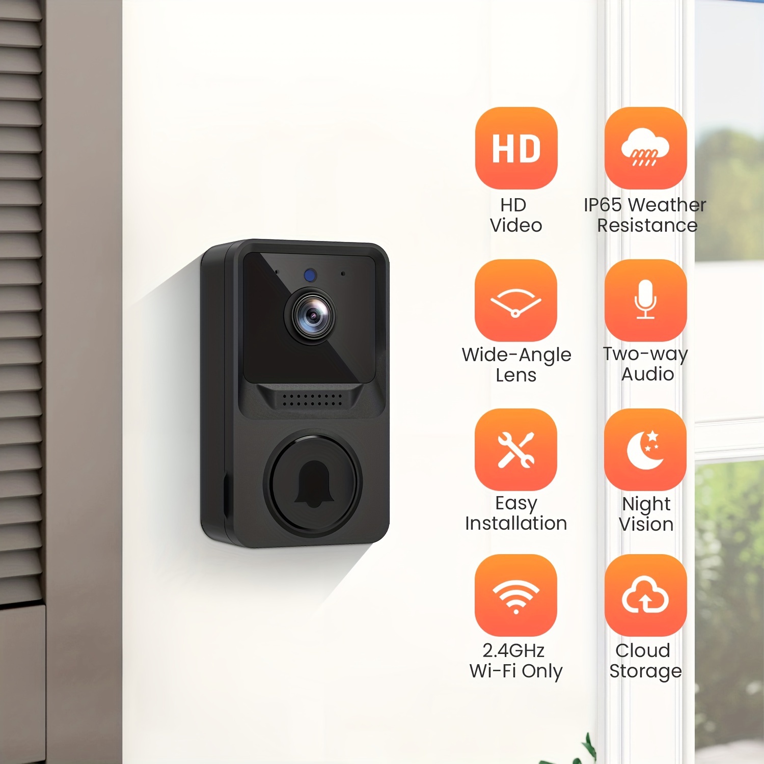 Smart Video Doorbell Work Alexa Google 1080p Wireless - Temu