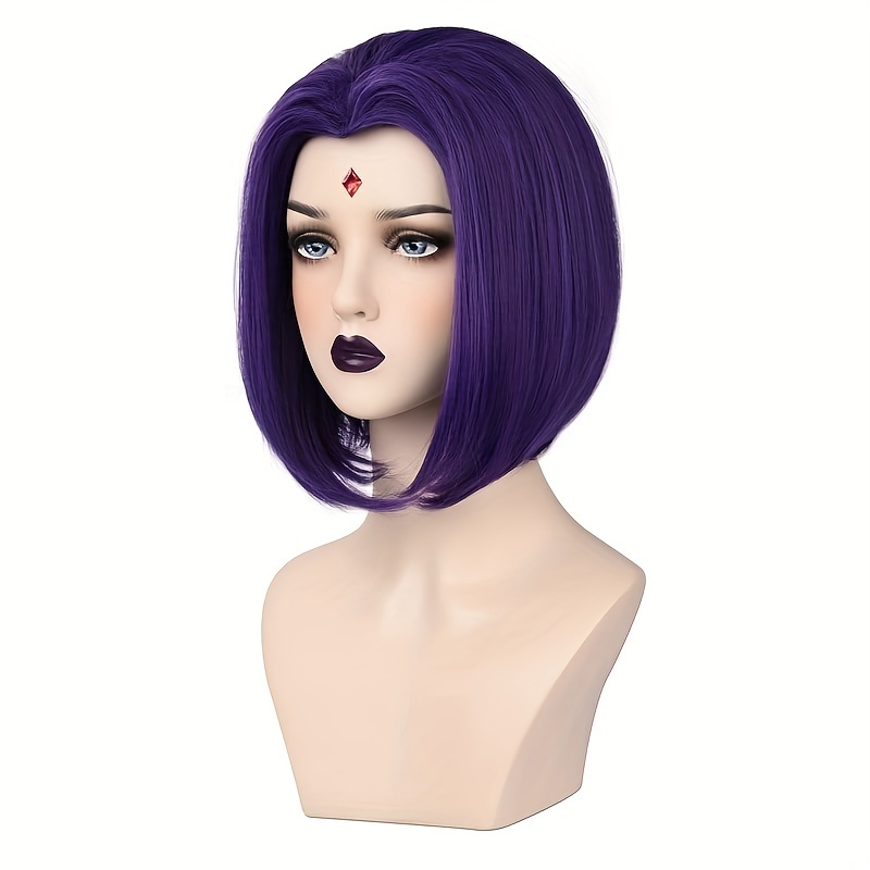 Cosplay Wigs Half Black Half White Wavy Bob Wigs Bangs Temu