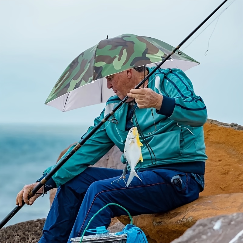 Cheap Outdoor Waterproof Double-layer Rain Sun Shade Fishing Umbrella  Umbrella Cap Head Hat Headwear Cap