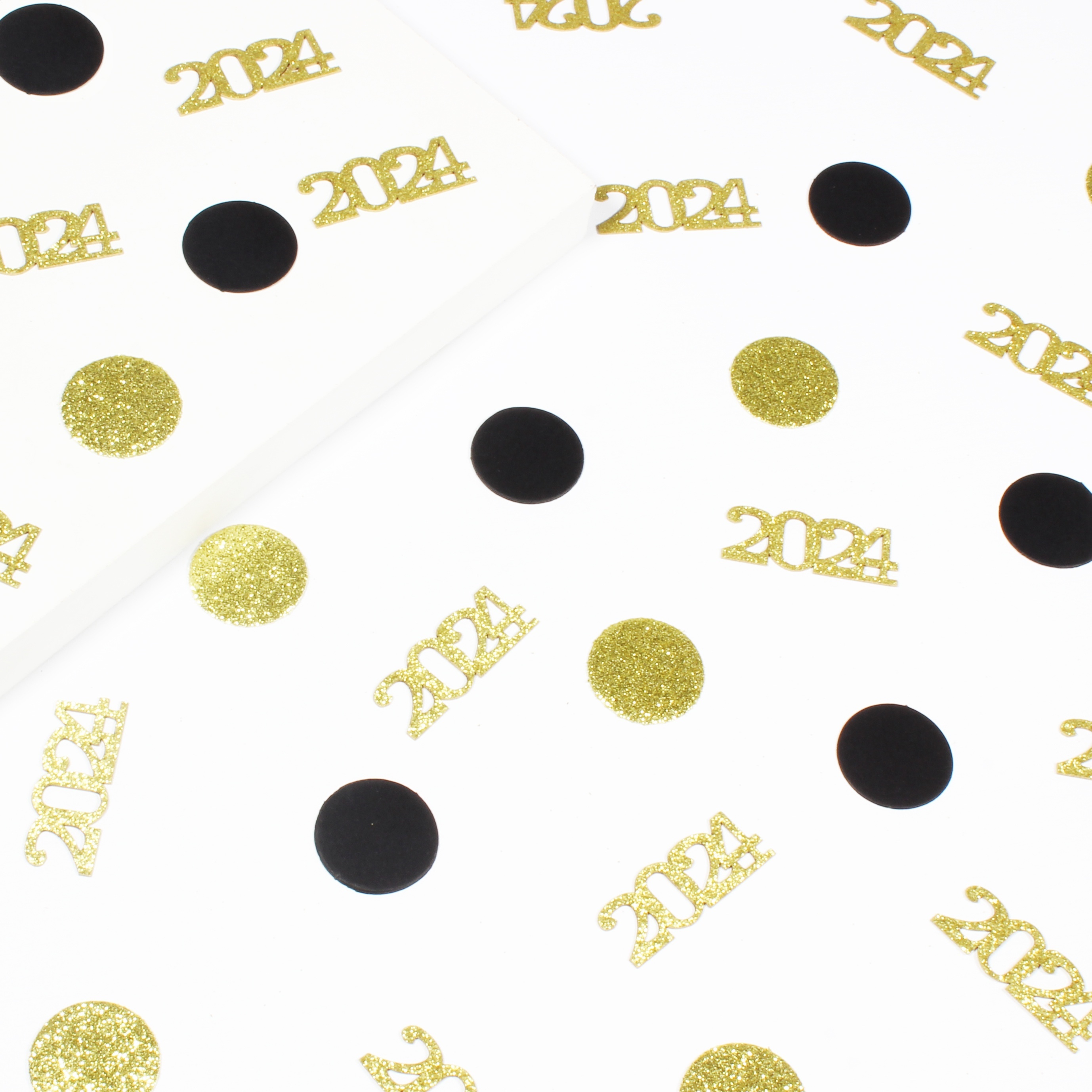 120pcs, Confettis Ronds Noirs Et Dorés 2024, Décoration De Table