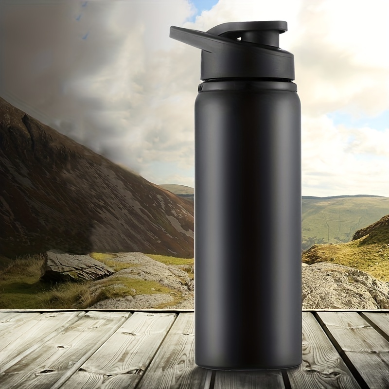 Leakproof Black Matte Stainless Steel Water Bottle With - Temu