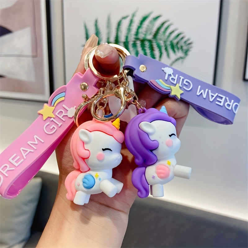 Unicorn Cute Cartoon Soft Silicone Wristband Strap Bag Key Holder Keychains  And Keyring Key Chains For