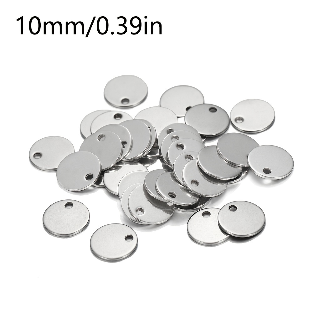 10 Stainless Steel Metal Stamping Blanks Charms ( 10mm ), Small ROUND