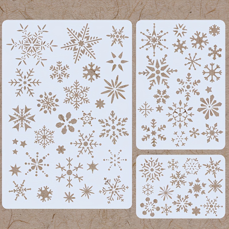 Snowflake Stencils Christmas Snowflake Stencils Template Plastic Snowflakes Flowers Pattern Reusable Snowflake Background Stencil for Painting on Wood