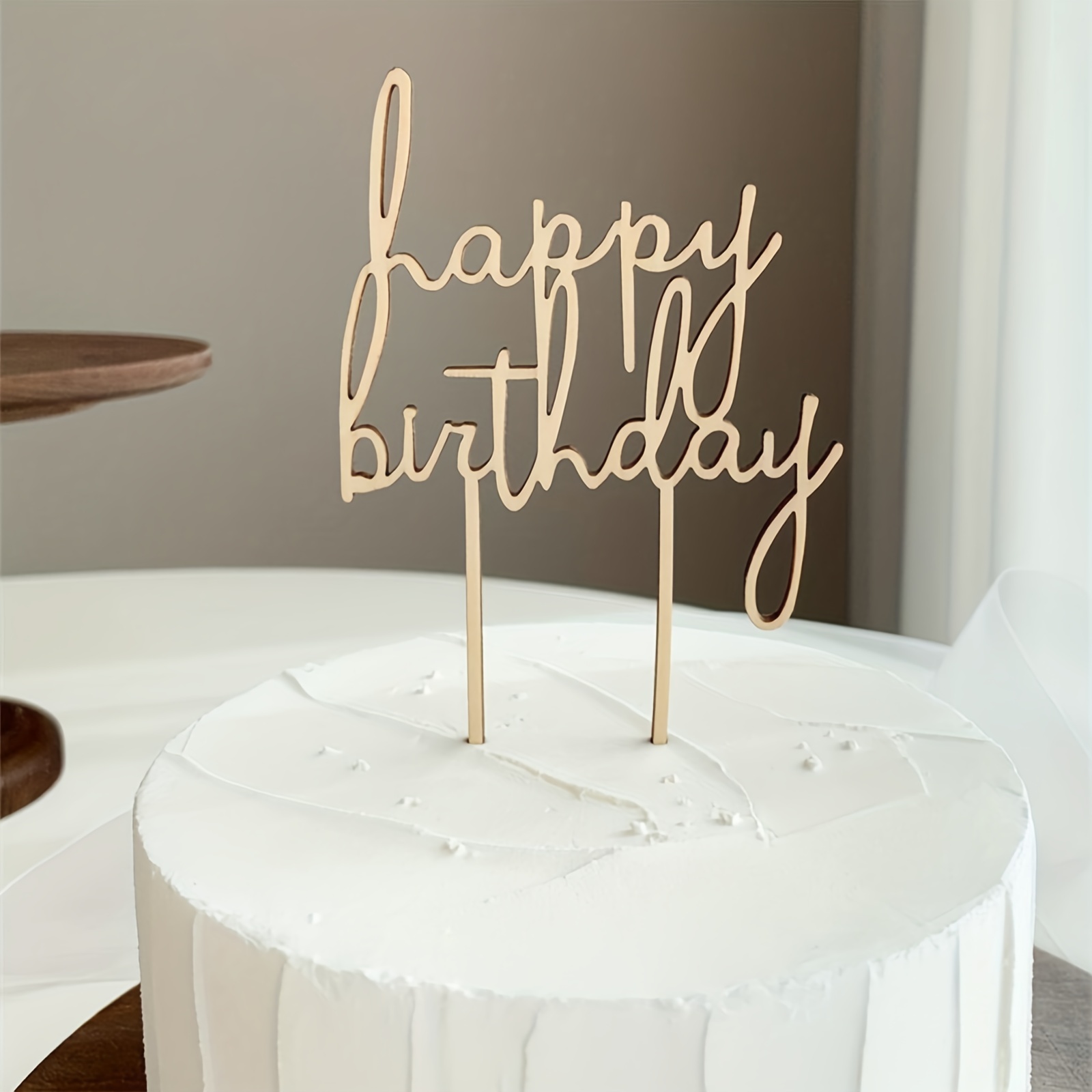 Wooden Lace Birthday Cake Insert Card for Party Decor