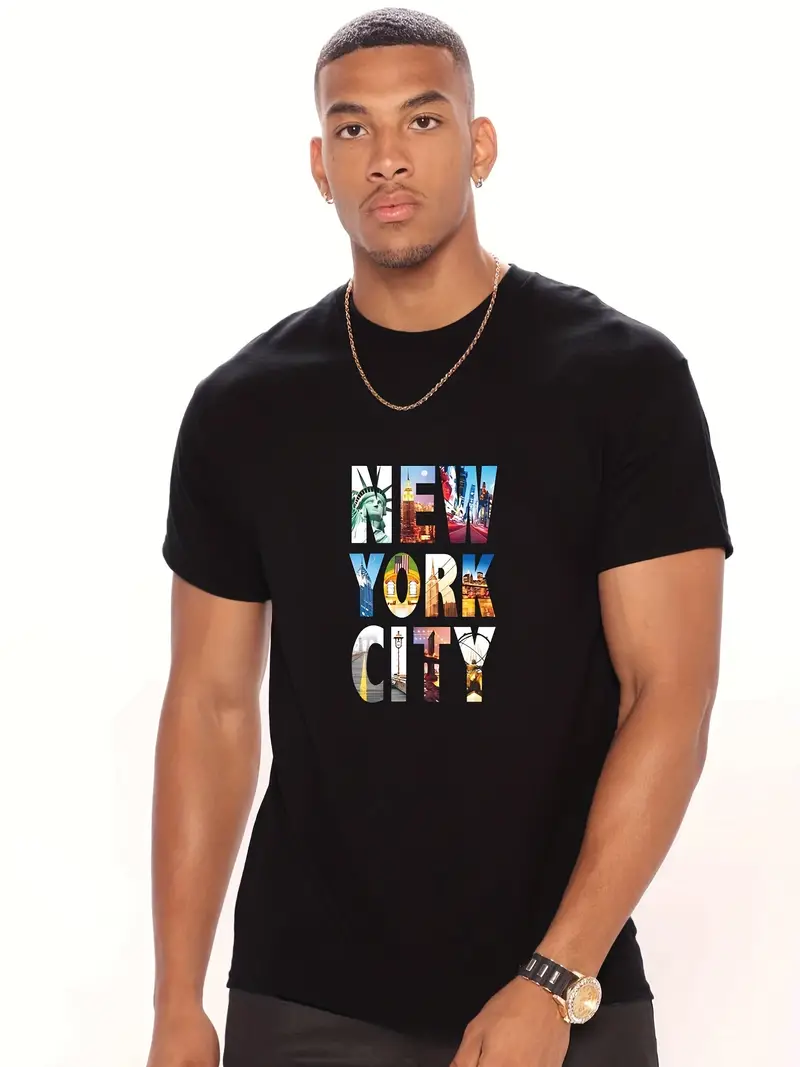 Camiseta Algodón new York City Hombre Talla Grande Cómodas - Temu