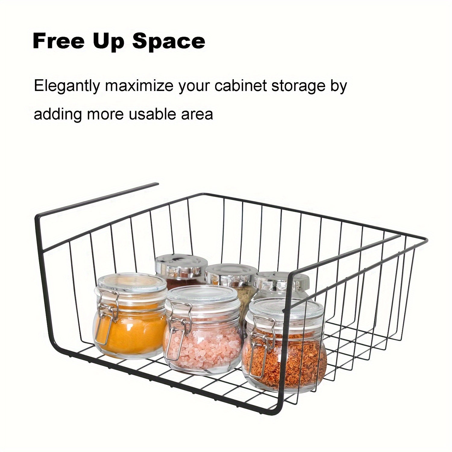 Under Cabinet Storage Basket, Household Kitchen Storage Hanging Basket,  Free Installation Dormitory Desk Storage Artifact, Layered Shelf, Kitchen  Bathroom Bedroom Office Accessories - Temu