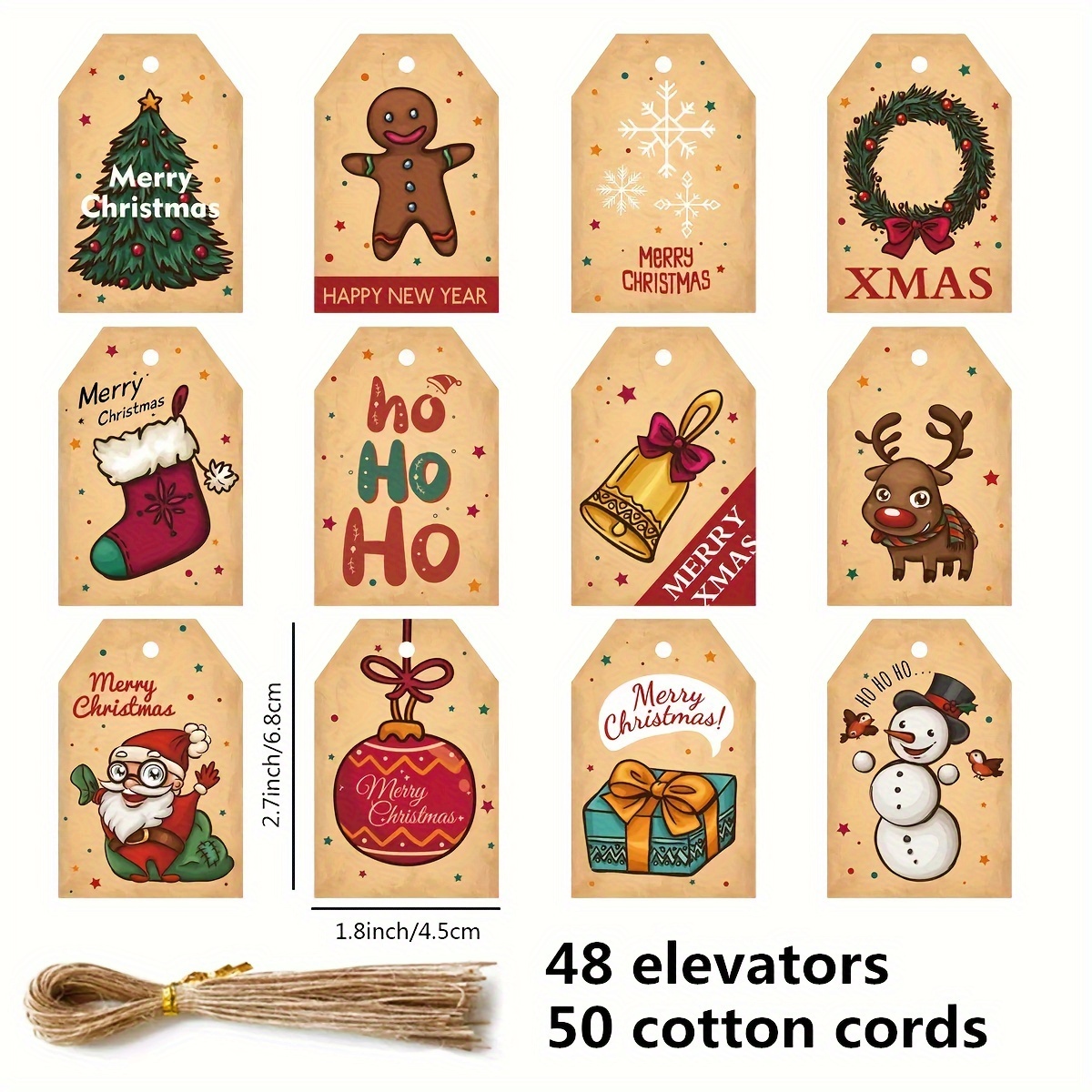 Christmas Tree Decoration Tag Christmas Cartoon Gift Box Decoration Card Accessories Small Label, Size: 6.8