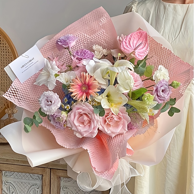 Flower Wrapping Paper Bouquet Floral Packaging Mesh - Temu