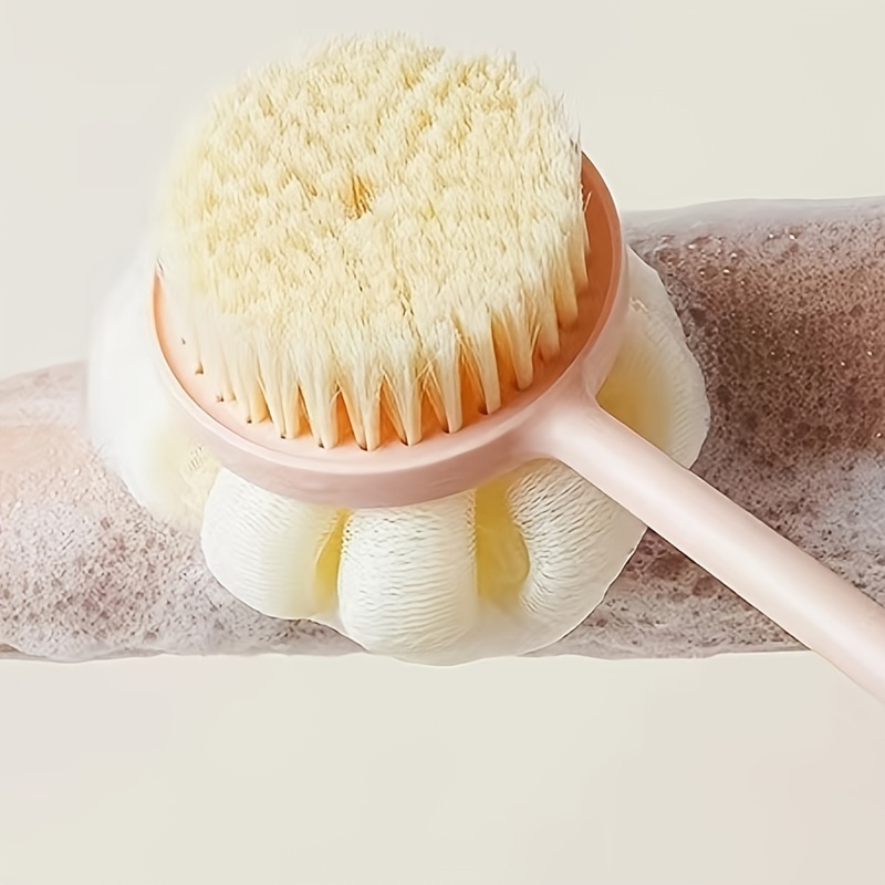 Shower Brush - 20 inch - Long Handle Bath Brush for Exfoliating, Detachable Natural Bristle Back Scrubber. Men Love This! Use Wet or Dry - Makes A