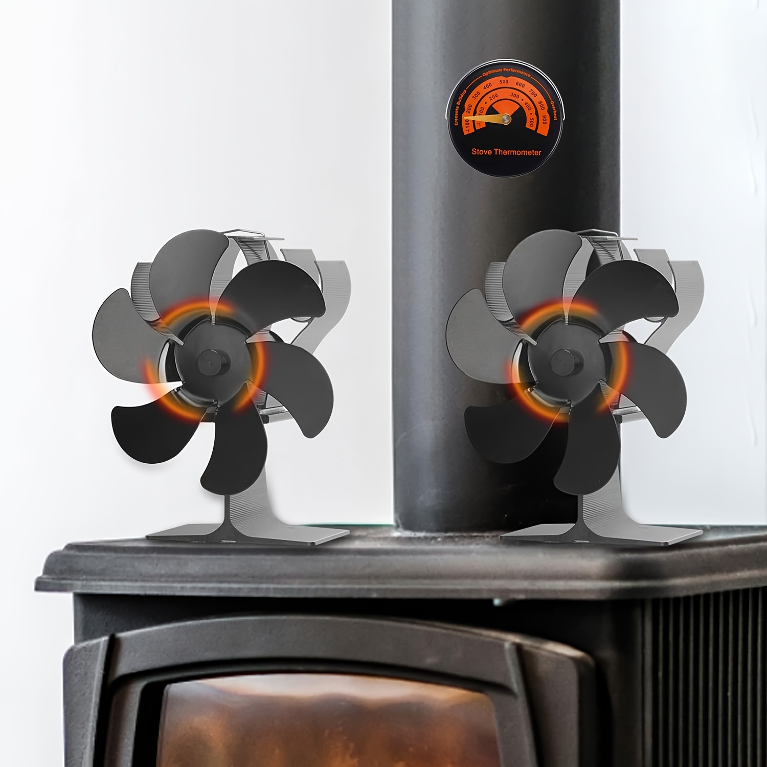 Heat powered Fireplace Fan With Thermometer 6 Blades For - Temu