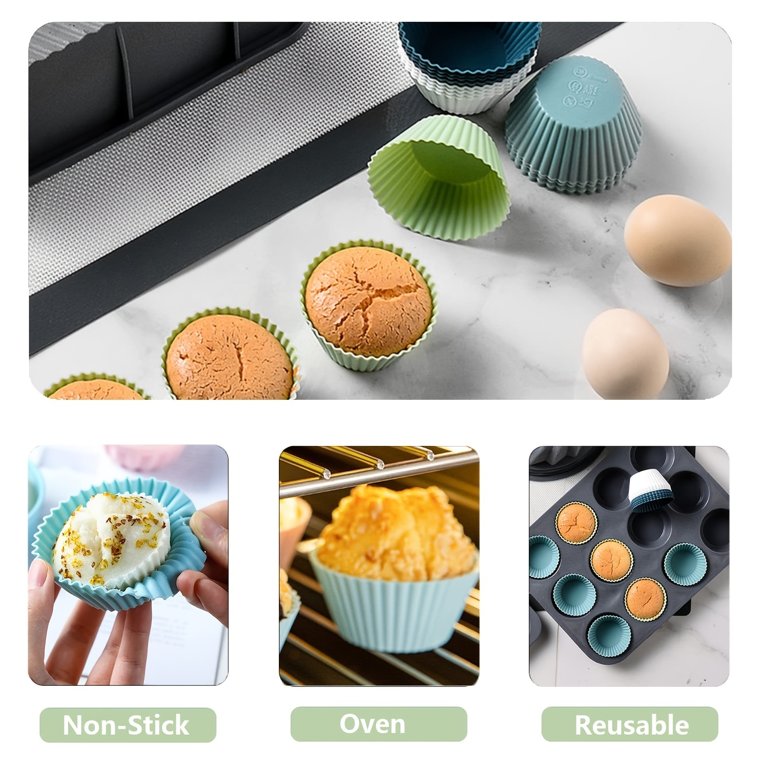 12pc/Set Silicone Muffin Cake Mold Shaped DIY Baking Molds Muffin