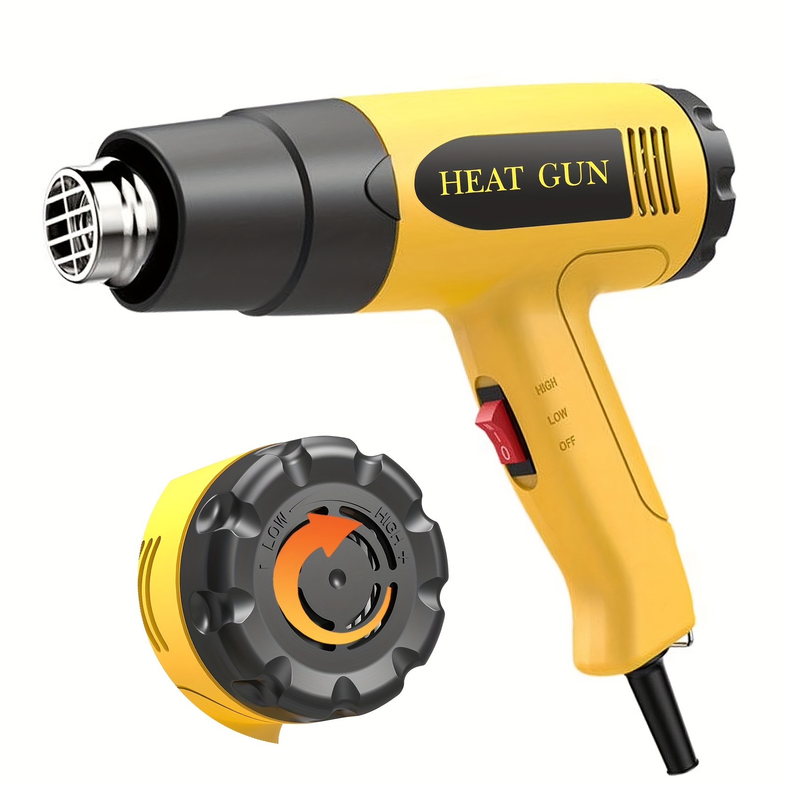 1850W Heat Gun Variable Temperature Settings 112120244- 650 DIAFIELD Fast Heat Hot Air Gun Durable& Overload Protection with 4 Nozzels for Shrink