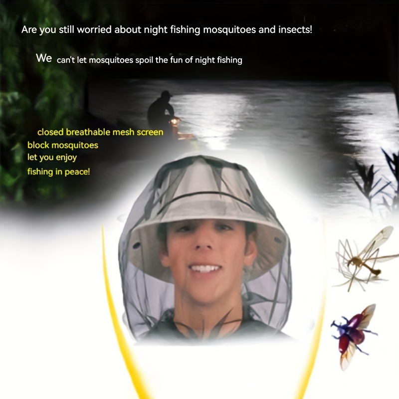 Outdoor Fishing Hat: Mosquito Head Net Insect proof - Temu