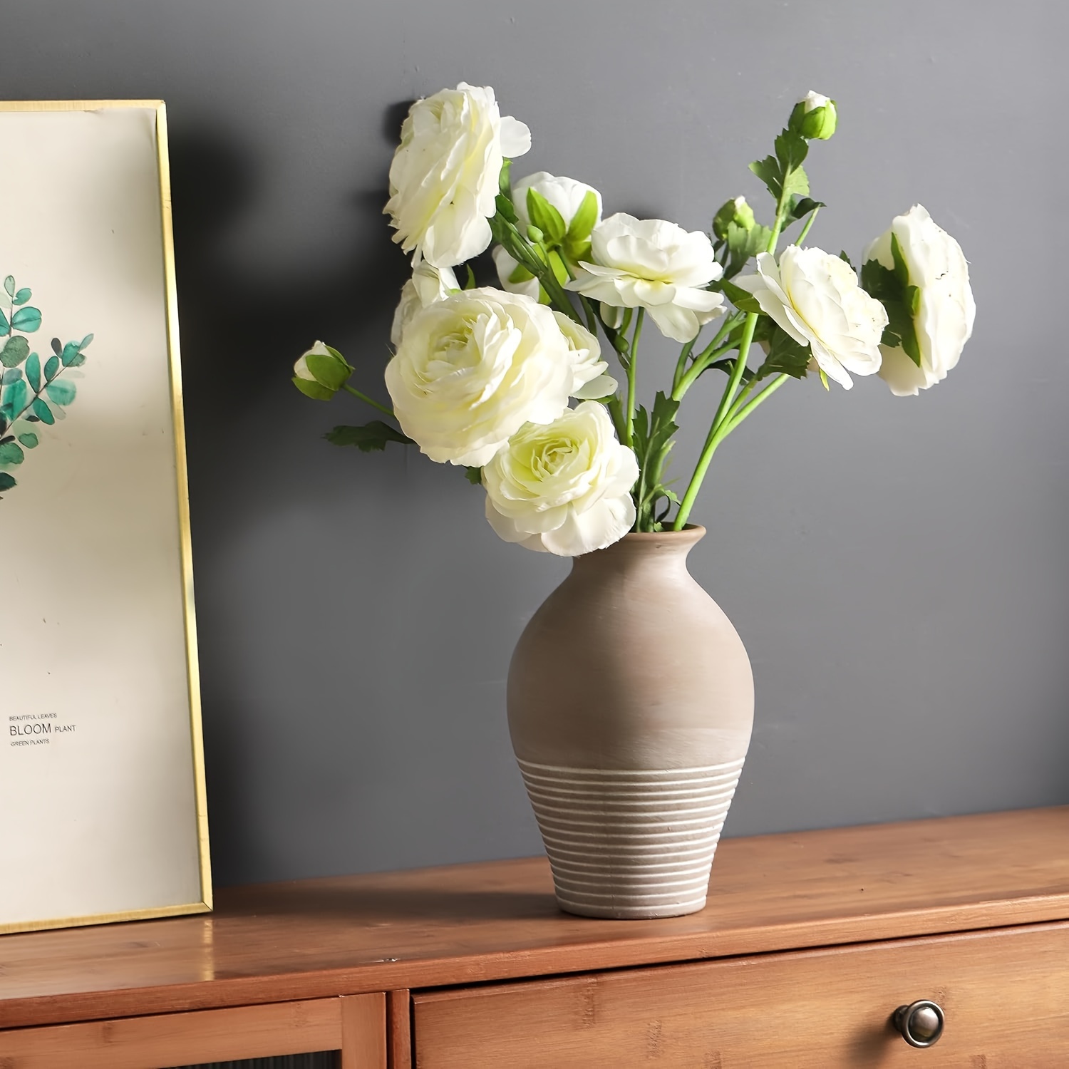 Jarrón alto de cerámica grande de 28 pulgadas, jarrones altos de flores  blancas modernas para oficina, hogar, granja, decoración de sala de estar