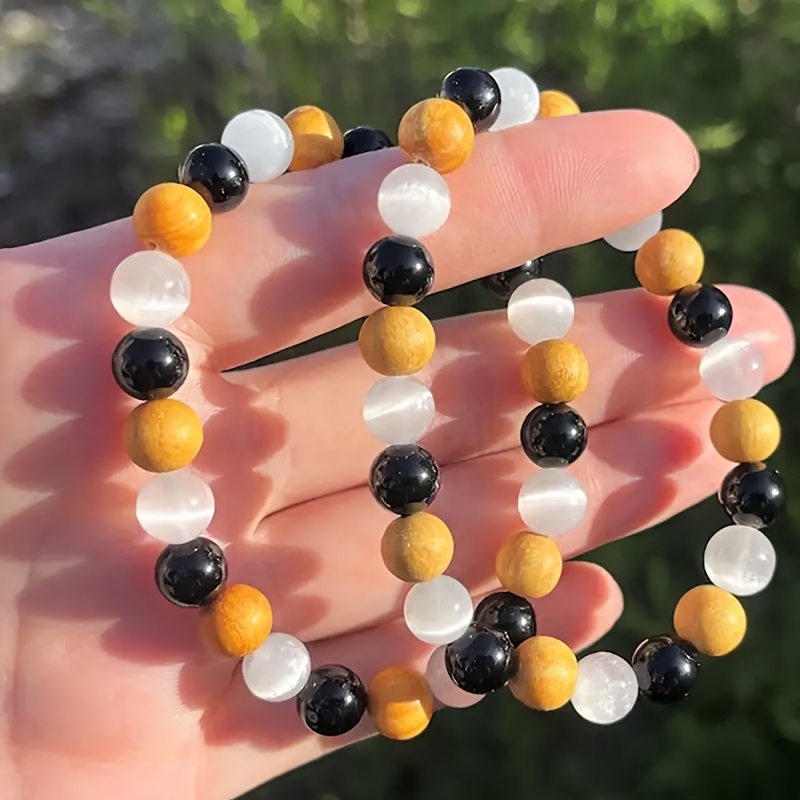 Selenite and clearance black tourmaline bracelet