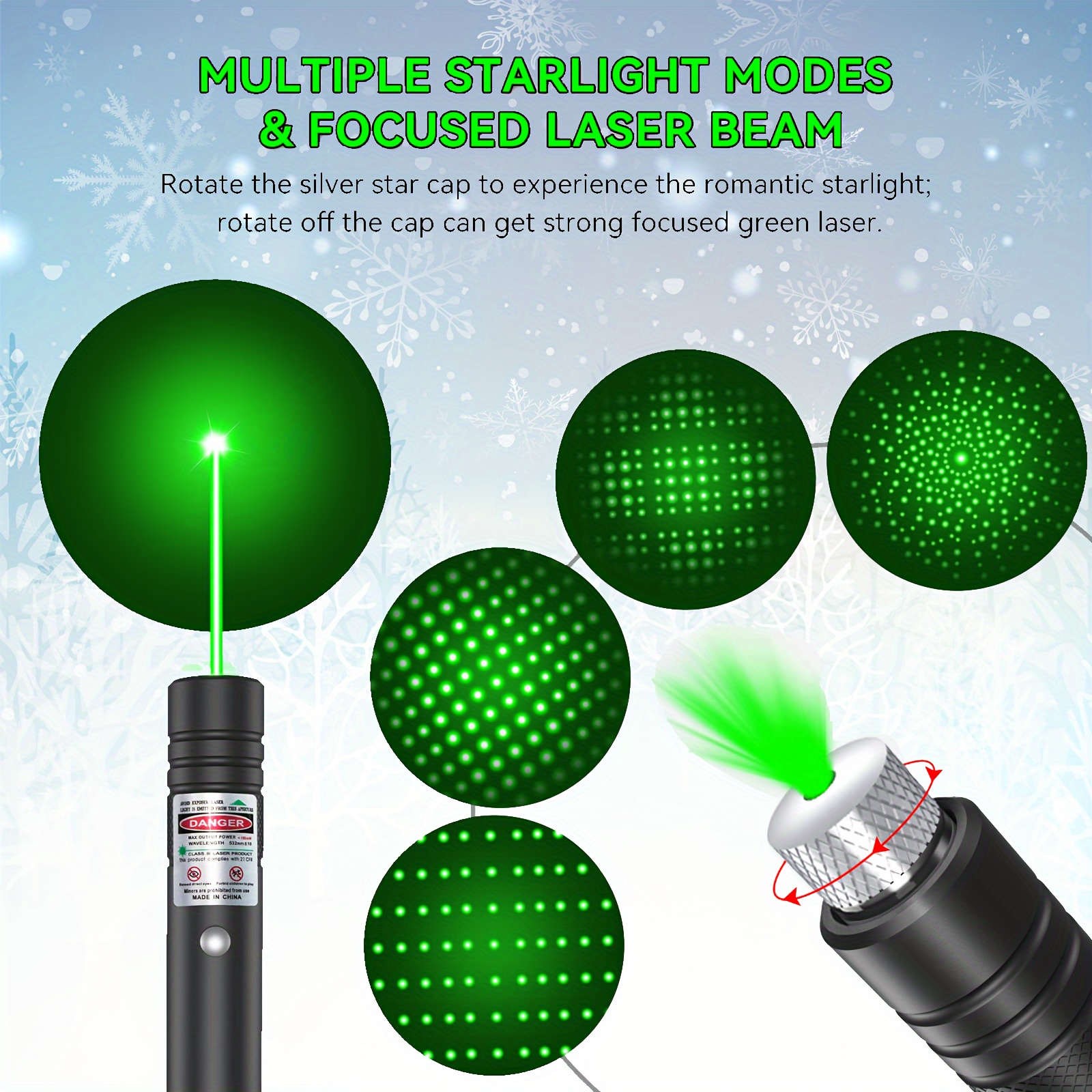 Rechargeable Green Laser Pointer high Power, 10000 Feet Long Range Laser  Beam Light Pen, Strong Laser Pointer for TV LED LCD Screen, Green Laser  Light
