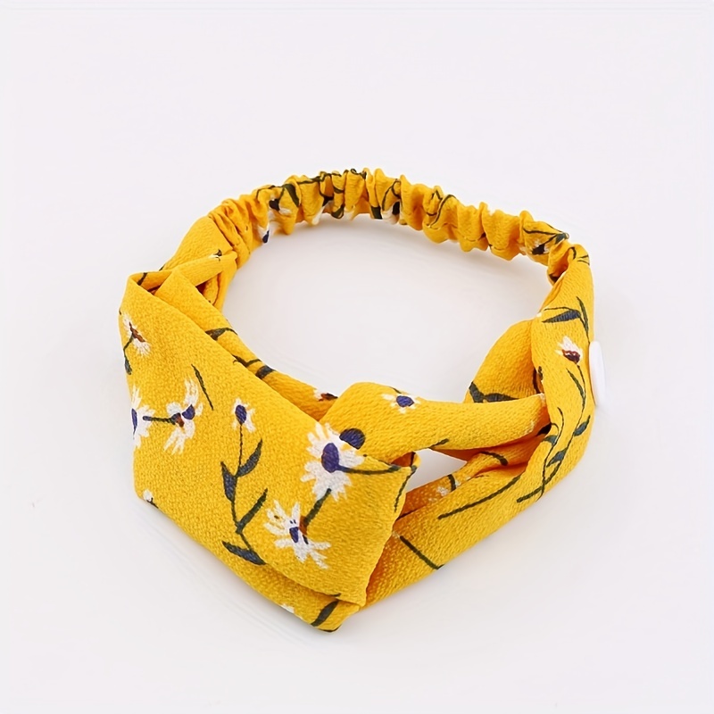 Boho Style Cross Knotted Headband Flower Prints