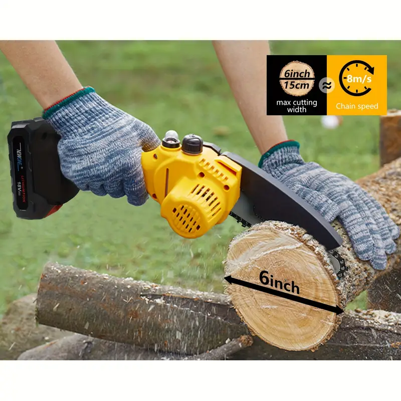 Mini Chainsaw Cordless 6 inch with 2 Battery, Mini Power Chain Saw with  Security Lock, Electric Chainsaw, Handheld Small Chainsaw for Tree Trimming  Wood Cutting (2 Mini Chainsaw + 2 Guide Plate) 