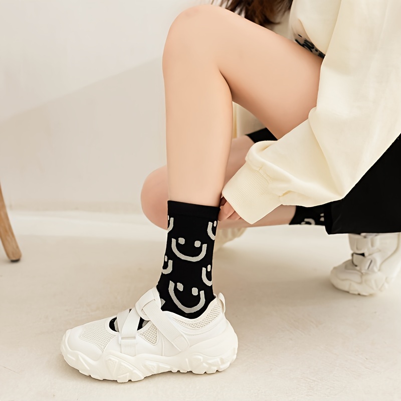 5 Pairs of Black joyful Face Women's Socks