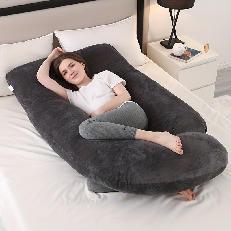 MUMO Pregnancy Pillow J Shaped Full Body Pillow with Velvet Cover Maternity  Pillow for Pregnant Women : : Home